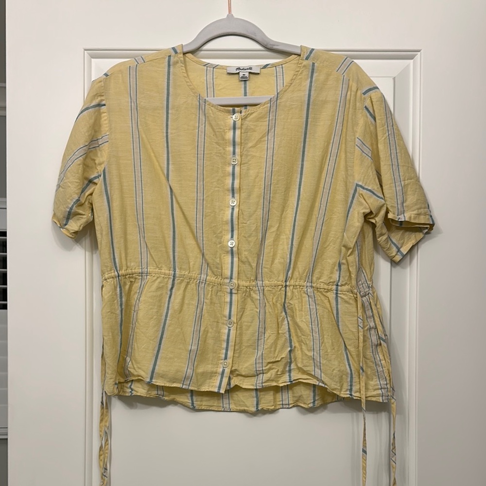 Yellow Striped Button-Up Top